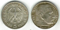 Drittes Reich 5 Reichsmark Drittes Reich, 5 Reichsmark Hindenburg ohne HK, 13,89 g 900er Silber! -