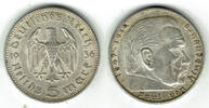 Drittes Reich 5 Reichsmark Drittes Reich, 5 Reichsmark Hindenburg ohne HK, 13,89 g 900er Silber! -