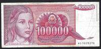 Yougoslavie / Jugoslavia 100000 Dinara Narodna Banka Jugoslavije -