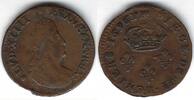 France / Elsass / Strasbourg / Straßburg 2 Deniers Louis XIV (1643 - 1715) -