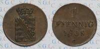 Altdeutschland Sachsen 1 Pfg King Frederick August II -