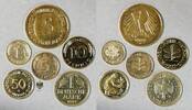 Bundesrepublik Deutschland 1 Pfg bis 5 DM Lot Hartvergoldete DM-Kursmünzen, 13 verschiedene -