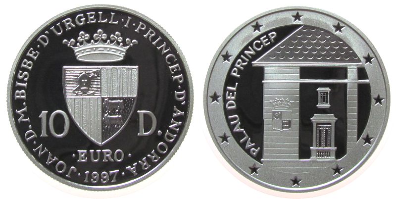 10 deniers 1997 andorra ag fürstlicher palast proof