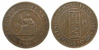 Französisch Indochina 1 Cent Br Gad.5, Feilspur am Rand -