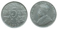 Kanada 5 Cents Ni Georg V, kleine Randfehler -