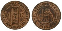 Französisch Indochina 1 Cent Br kleiner Randfehler, gereinigt -