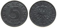 Österreich 5 Groschen Zink 2. Republik, minimal fleckig -