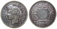 Frankreich Preismedaille Silber Schützen - leeres Gravurfeld, v. Oudine / Degeorge, ca. 36,5 MM, ca. 22.80 Gramm, kleine Randstöße, Randpunze: Füllhorn, -