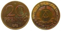 DDR 20 Pfennig Messing A, Berlin, Export, angelaufen -