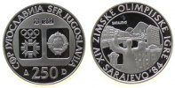 Jugoslawien 250 Dinara Ag Olympiade Sarajewo, Ansicht von Sarajewo, minimale Flecken -