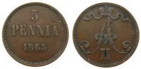 Finnland 5 Pennia Ku Alexander II. von Rußland (1855-1881) -