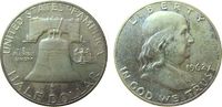 USA 1/2 Dollar Ag Franklin, fleckig, Patina -