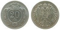 Österreich 20 Heller Ni Franz Joseph I, J375, kleiner Fleck -