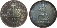 Haiti 25 Gourdes Ag Fußball WM, Patina -