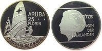 Aruba 25 Florin Ag Olympische Spiele, Windsurfer, etwas angelaufen -