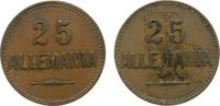 Jetons & Notgeld Wertmarke Bronze Allemania 25, ca. 20,5 MM, Kleberreste -