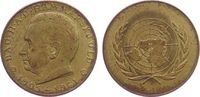 Dänemark Medaille Bronze Dag Hammarskjöld (1905-1961), UN-Generalsekretär, auf seinen Tod, Büste nach links / Europakarte, Signatur: S&Co., ca. 33 -