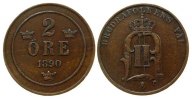 Schweden 2 Öre Br Oscar II -