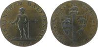 Großbritannien Half Penny Token Kupfer Birmingham - Warwickshire, Knabe mit Schraubenschlüssel und Handbohrer / Wappen mit Igeln, ca. 29 MM, Rand: CURRENT EVERY -