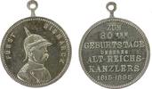 Bismarck tragbare Medaille Bronze versilbert Bismarck (1815-1898) - auf seinen 80. Geburtstag, Büste mit Pickelhaube nach rechts / Mehrzeiler, ca. 26 MM, e -