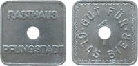 Jetons & Notgeld Biermarke Aluminium Pfungstadt Rasthaus - gut für 1 Glas Bier, ca. 21,5 MM -