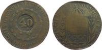 Brasilien 40 Reis Ku Pedro II, Gegenstempel auf 80 Reis 1832 R, Randstöße -