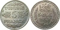 Tunesien Franz. 5 Francs Ag Ahmed, Bey (1929-1942),AH1355, Schön 44, Gad.94 -