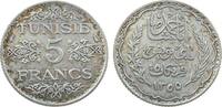 Tunesien Franz. 5 Francs Ag Ahmed, Bey (1929-1942),AH1355, Schön 44, Gad.94 -