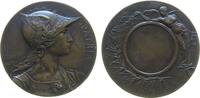 Frankreich Prämienmedaille Bronze Patria, behelmte Büste der Marianne nach rechts / halbnackte weibliche Gestalt lehnt sich an ein leere Gravurfeld, v. Riv -