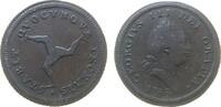 Man 1/2 Penny Ku Georg III, Riffelrand, diagonally milled edge, etwas korrodiert -
