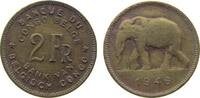 Belgisch Kongo 2 Francs Me Elefant, fleckig -