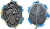 Städte Abzeichen Bronze versilbert Straubing - Katholischer Gesellenverein, Heiliger mit dem Jesuskind über Wappen - Pflug und Lilie (Gravur) - u -