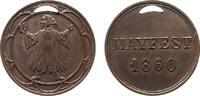 München Jeton Bronze München - Mayfest (der Künstler) 1860, Bayern, Mönch mit Buch im Wappen / Schrift, ca. 20,2 MM, oben sichelförmig gelocht -