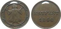 München Jeton Bronze München - Mayfest (der Künstler) 1860, Bayern, Mönch mit Buch im Wappen / Schrift, ca. 20,2 MM, oben sichelförmig gelocht -