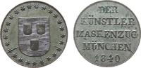 München Jeton Bronze versilbert München - auf den Künstler-Maskenzug, Wappen / Schrift, ca. 14 MM, Stempelrisse -