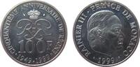 Monaco 100 Francs Ag Rainer III, 50. Jahrestag des Regierungsantrittes, etwas berieben -