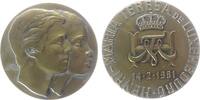 Luxemburg Medaille Bronze Jean (1964-2000) - auf seine Hochzeit mit Maria Teresa Mestre Batista, Büsten des Brautpaares nach rechts / gekröntes Mon -