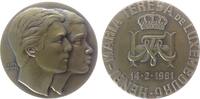 Luxemburg Medaille Bronze Jean (1964-2000) - auf seine Hochzeit mit Maria Teresa Mestre Batista, Büsten des Brautpaares nach rechts / gekröntes Mon -