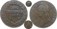 Frankreich 5 Centimes Br Directoire et Consulat, A (Paris), kleines A über großem A, avec 6, surfrappe, Überprägt -
