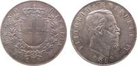 Italien 5 Lire Ag Emanuel II, M (Mailand), minimal Belag, minimal berieben -