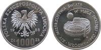 Polen 1000 Zlotych Ag Fußball WM Italien. Probe, etwas fleckig -