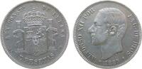 Spanien 5 Pesetas Ag Alfonso XII, MS-M (1887) -