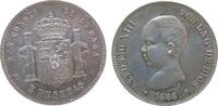 Spanien 5 Pesetas Ag Alfons XIII, MP-M, CC:16011, kleiner Randfehler -