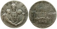 Vatikan Medaille Bronze versilbert Paul VI (1963-1978), auf das heilige Jahr, Jesus mit zwei Menschen / verschiedene Kirchengebäude in Rom, v. Ma -