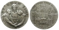 Vatikan Medaille Bronze versilbert Paul VI (1963-1978), auf das heilige Jahr, Jesus mit zwei Menschen / verschiedene Kirchengebäude in Rom, v. Ma -