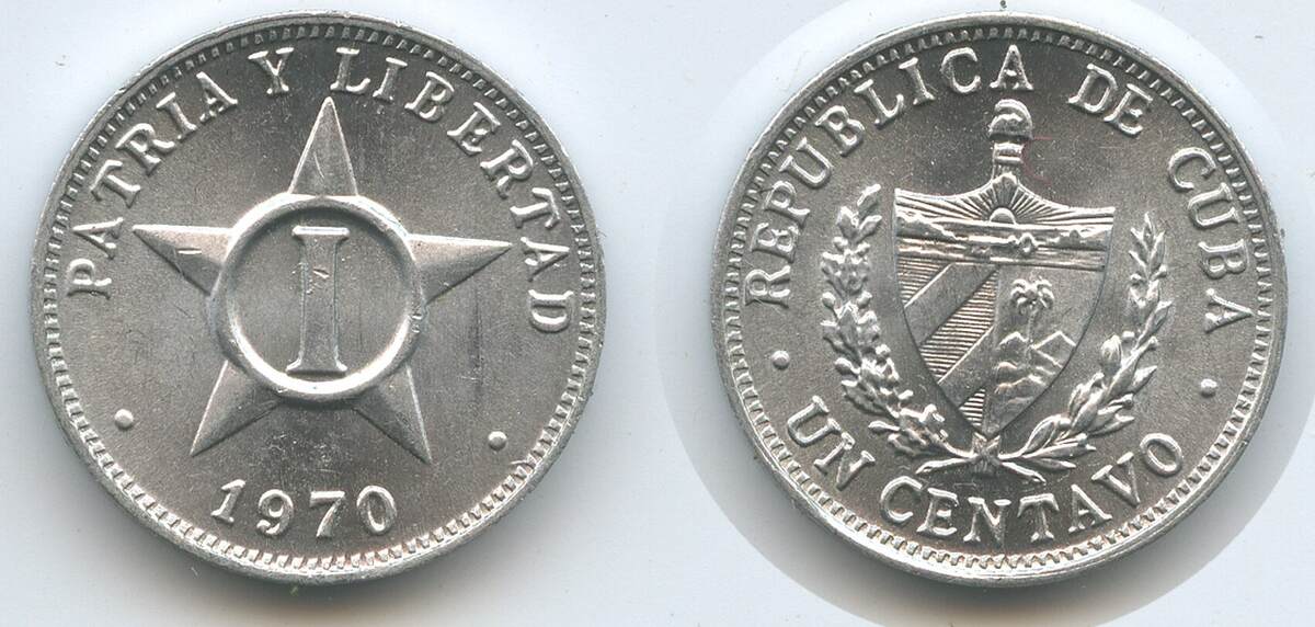 Kuba 1 Centavo 1970 M#5245 - Republic of Cuba - Patria y Libertad