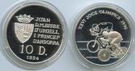 10 Diners G0444 - Andorra KM#95 Summer Olympic Games Radsport Proof Silber -