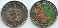 Kuba Cuba 1 Peso M#5904 - Cordia Sebestena - Farbmünze Blumen der Karibik - Flora del Caribe -