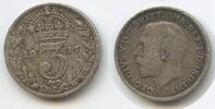 Großbritannien United Kingdom 3 Pence Silber H1448 - King George V. 1910-1936 Great Britain -