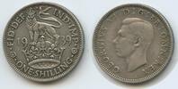 Großbritannien One Shilling Silber (1 Shilling) H1424 - English crest George VI. 1936-1952 Great Britain United Kingdom -